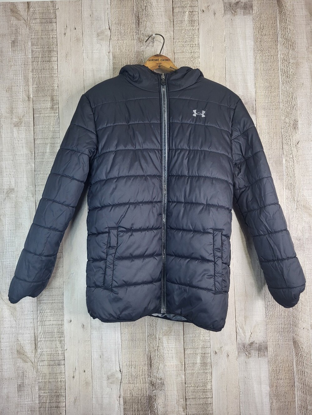 Under Armour Kids Reversible Black Quilted Hooded Puffer Jacket